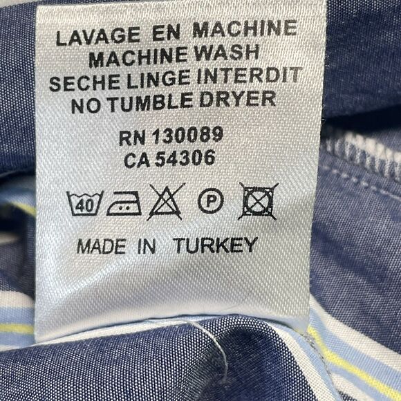 Jared Lang Flip Cuff Striped Shirt Size XL Mens 100% Cotton Denim Blue Stripes - Picture 11 of 11